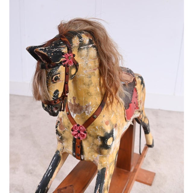 Antique Wooden Rocking Horse Childrens Toy, 1920s For Sale - Image 4 of 11