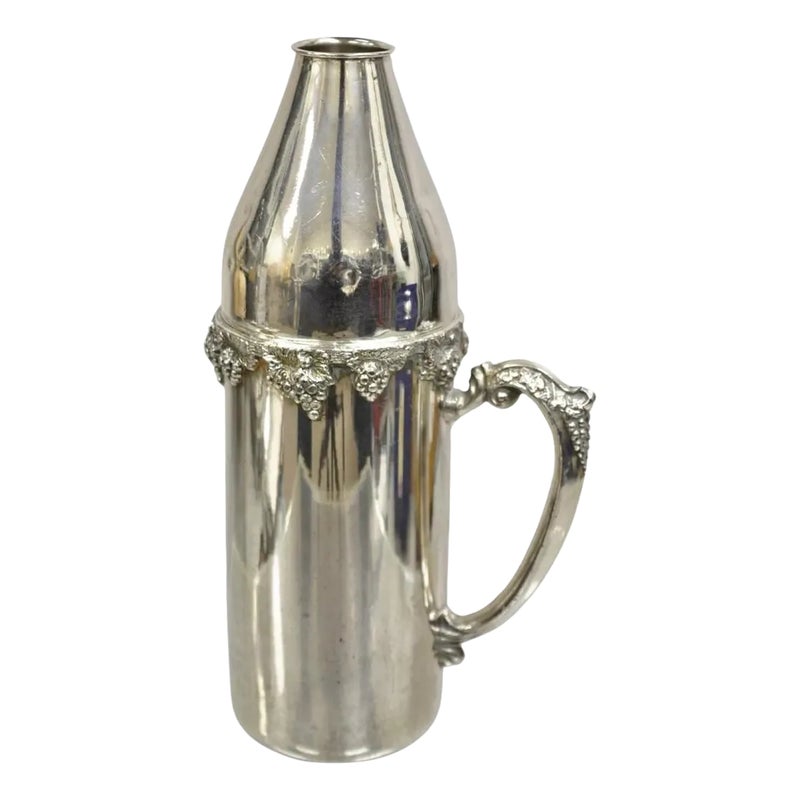 Vintage Fb Rogers Victorian Silver Plated Grapevine Wine Bottle Holder With Handle
