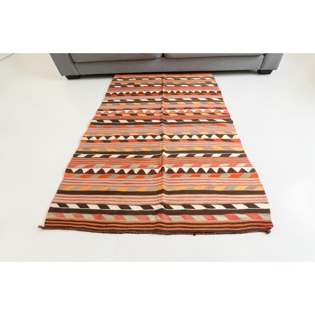 1950s 1950s Handwoven Sawtooth Striped Tribal Rug For Sale - Image 5 of 10