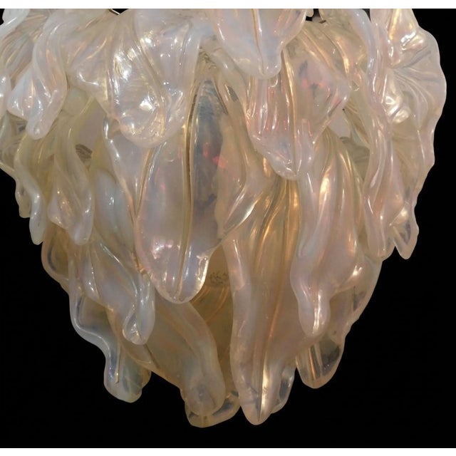 Vintage Opal Leaf Chandelier in Murano Opal Glass, 1980 For Sale - Image 12 of 13