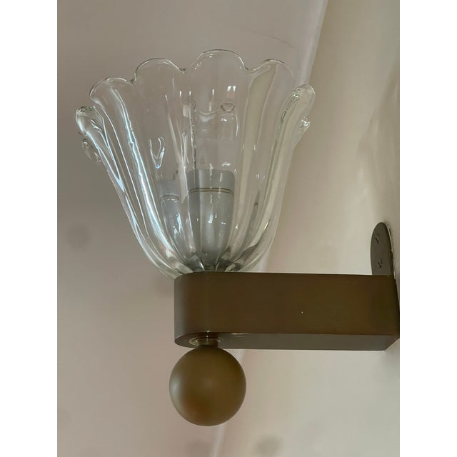 Gold Vintage Art Deco Brass and Glass Wall Lamp, 1930 For Sale - Image 8 of 8