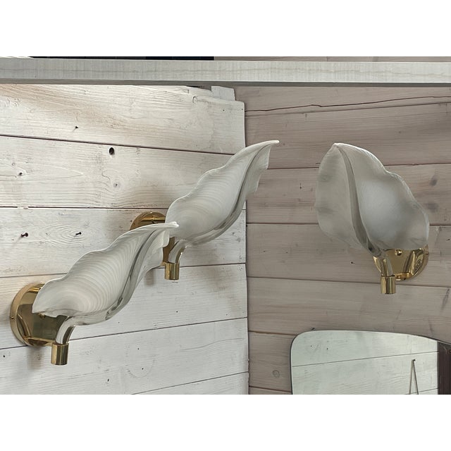 Murano Glass and Brass Wall Lamps, 1970s, Set of 3 For Sale - Image 6 of 18