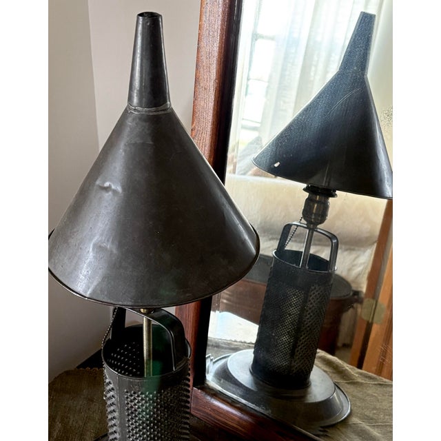 Primitive Table Lamp - Irvin's Country Tinware Kettle Black For Sale - Image 4 of 12