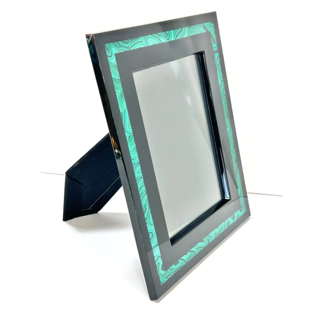 Vintage Malachite Inlay Picture Frame Hollywood Regency Green Desk Frame For Sale - Image 4 of 8