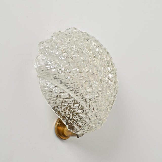 Large Leaf Sconce in Murano Glass and Brass, 1950s For Sale - Image 3 of 12