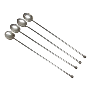 1940s Sterling Silver Highball or Iced Tea Heart Bowl Stirring Straws Set of 4