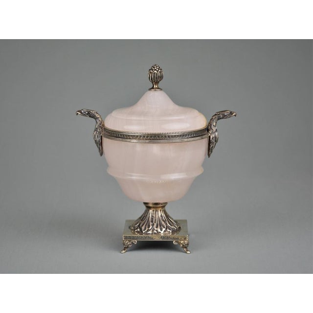 Pink Antique French Silver Onyx Sugar Bowl, 1920s For Sale - Image 8 of 11