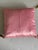 Vintage Makaresh gold thread embroidery on pink silk pillow with gold tassels.