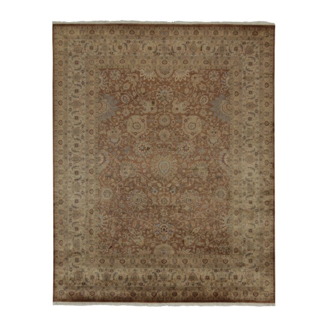 Textile Rug & Kilim’s Persian Tabriz Style Rug in Rust, Brown and Blue Floral Pattern For Sale - Image 7 of 7