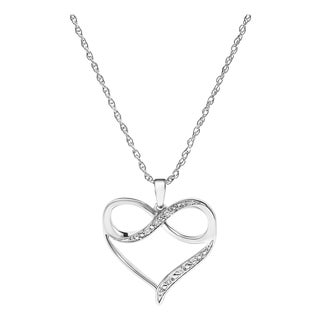 .925 Sterling Silver Diamond Accent Infinity Heart Love Pendant Necklace (J-K Color, I2-I3 Clarity) - 18" Inches For Sale