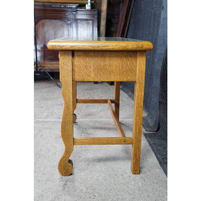 Antique American Empire Style Quartersawn Oak Library Table Console Writing Desk For Sale - Image 15 of 18