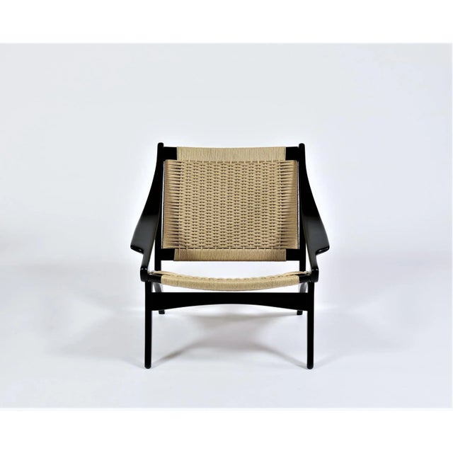 1950s Danish Modern Black Lacquered Beech Lounge Chair by Illum Wikkelsø for Niels Eilersen, 1950s For Sale - Image 5 of 13