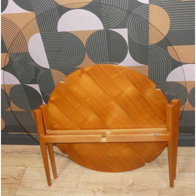Mid-Century Moderm Coffee Table in Glass and Wood with Tapered Round Legs, 1960s For Sale - Image 11 of 16