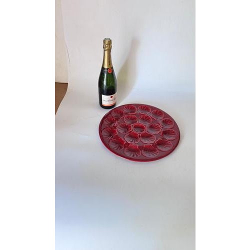 French Ceramic Oyster Plate – Deep Red Glaze – 1960s : This is a beautiful oyster plate made in France in the 1960s,...