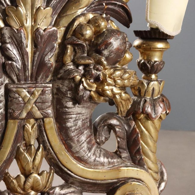 Baroque Carved Wooden Torchlights, Set of 2 For Sale - Image 6 of 12