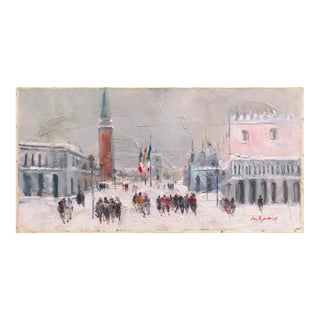 'Evening, Snow on the Piazza San Marco, Venice' by Philippe Monteagudo, 1968, Venetian Vedute For Sale