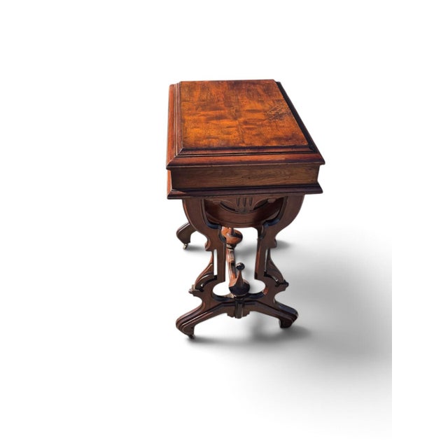 19th Century, American Victorian Walnut, Sewing Table Refurbished. For Sale - Image 10 of 15