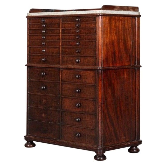 19th Century English Mahogany & Marble Top Collectors Cabinet, 1860s For Sale - Image 18 of 18