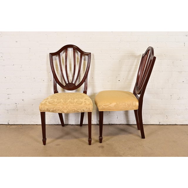 Baker Furniture Federal Carved Mahogany Shield Back Dining Chairs, Set of Four For Sale - Image 9 of 12