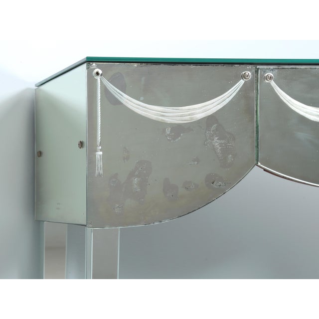 Mid-Century Modern Vintage Mid-Century Modern Mirrored Vanity or Console Table For Sale - Image 3 of 12