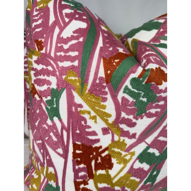 Transitional Stroheim "Magdalene Island" in Yellow/Pink/Green 22" Pillows-a Pair For Sale - Image 3 of 3