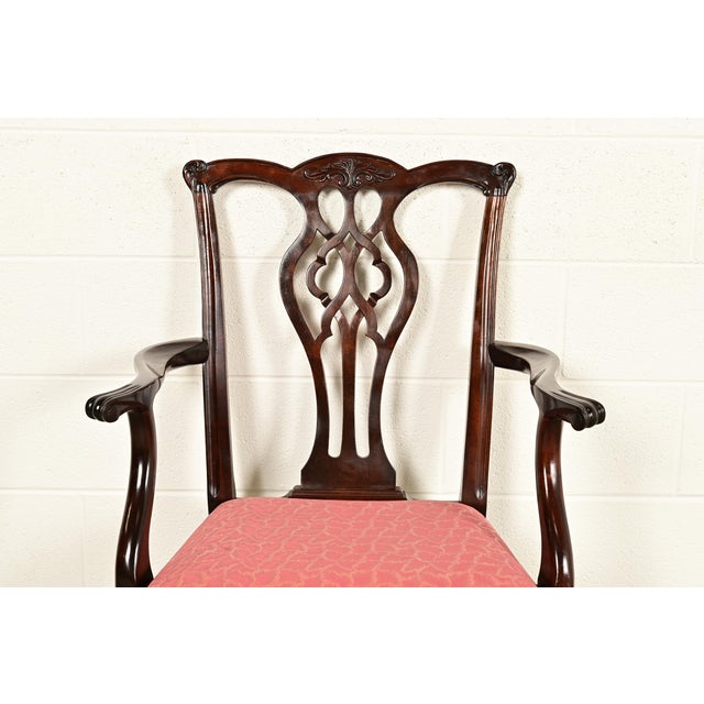 Wood Stickley Georgian Carved Mahogany Dining Chairs, Set of Six For Sale - Image 7 of 15