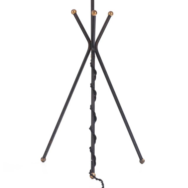 1960s A French Iron and Brass Tripod Table Lamp, C. 1960. For Sale - Image 5 of 5