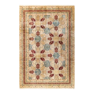 Mogul, One-of-a-Kind Hand-Knotted Area Rug in Ivory, 6' 3" x 9' 3" For Sale