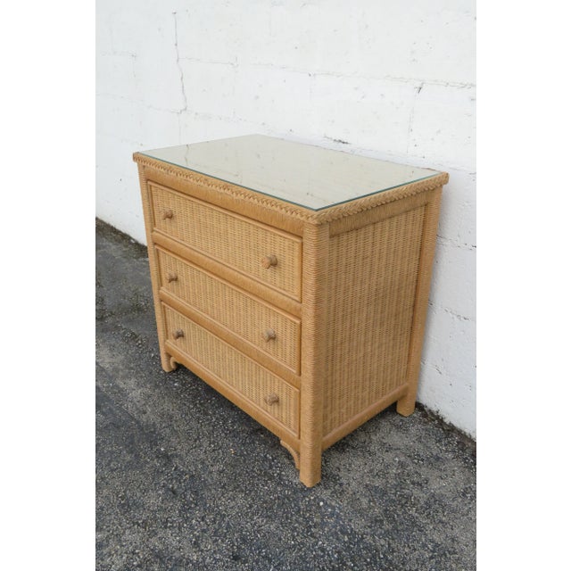 Lexington Hollywood Regency Woven Wicker Small Chest Large Nightstand 6135 For Sale - Image 9 of 14