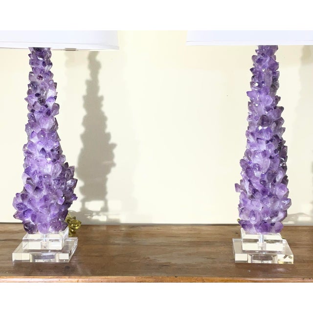 One of a Kind Pair of Original Amethyst Crystal Table Lamps by - Joseph Malekan For Sale - Image 18 of 18