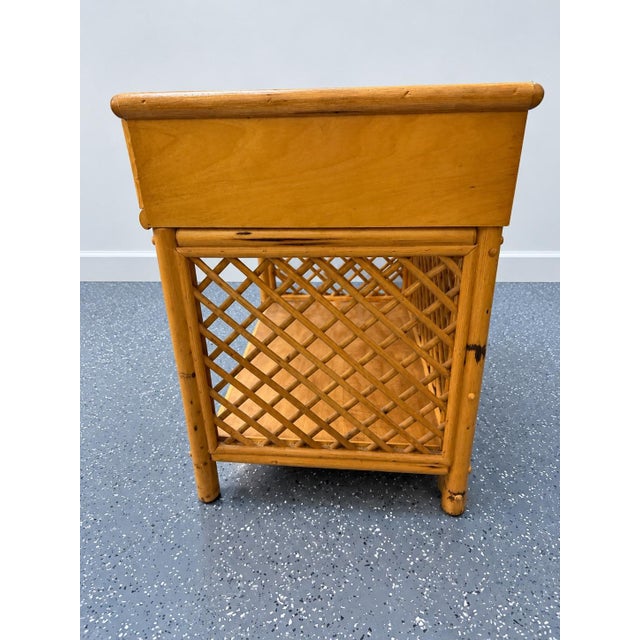 Vintage Coastal Bamboo and Rattan Lattice Nightstand With Drawer For Sale - Image 9 of 10