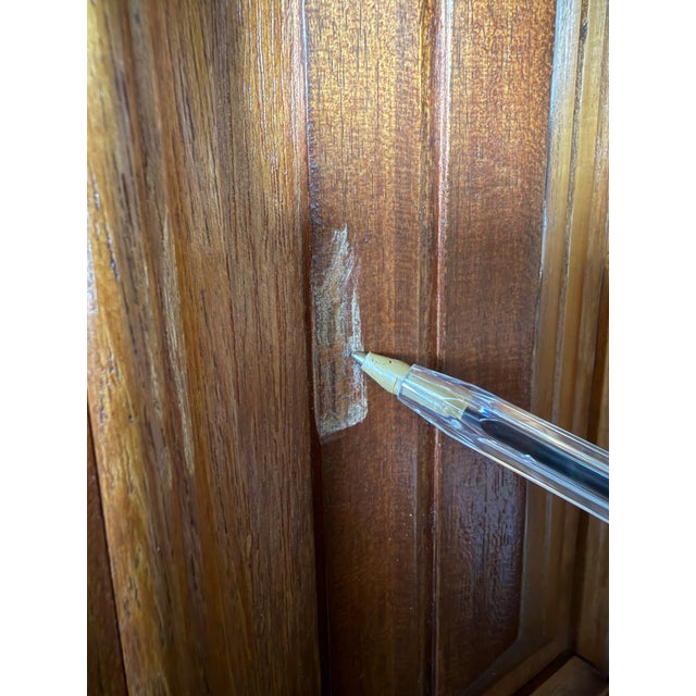 Mid Century Paneled Doors Cabinet With Green Marble-Look Top For Sale - Image 17 of 17