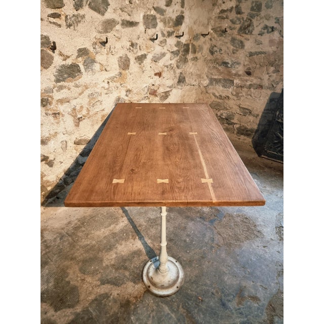 Vintage French Table with Oak Top & Cast Iron Legs For Sale - Image 14 of 16
