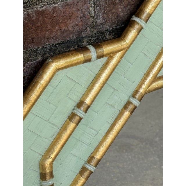 Pistachio 1980s Palm Beach Regency Octagonal Parcel Gilt Newly Painted Pistachio Green Faux Bamboo Wall Mirror For Sale - Image 8 of 12