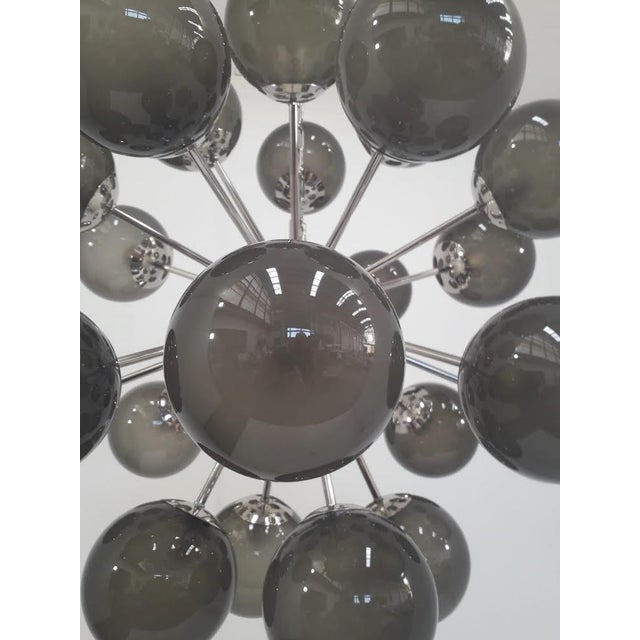 Not Yet Made - Made To Order 21st Century Nova Polished Nickel Frosted Smoky Murano Sputnik Chandelier by Fabio LTD For Sale - Image 5 of 6