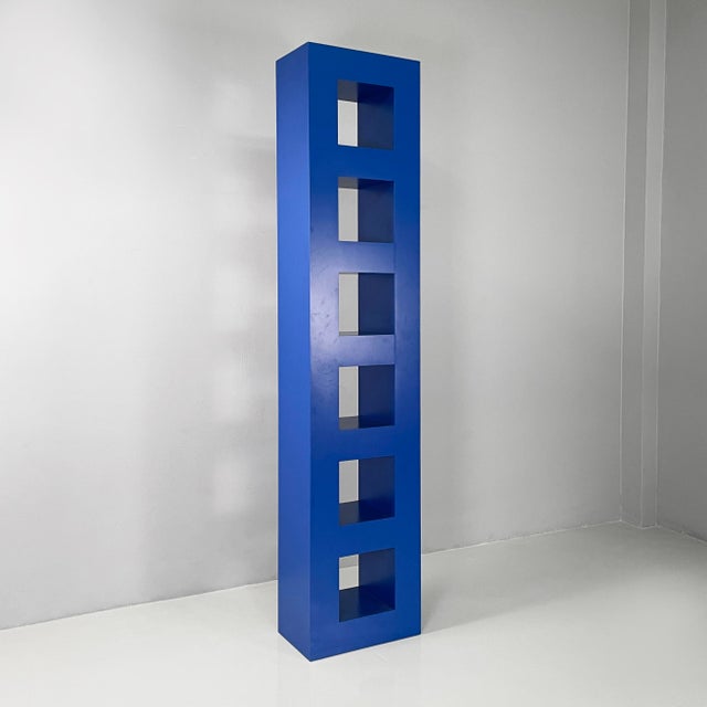 Italian Modern Blue Wood Bookcase by Aldo Cibic, 1980s For Sale - Image 15 of 15