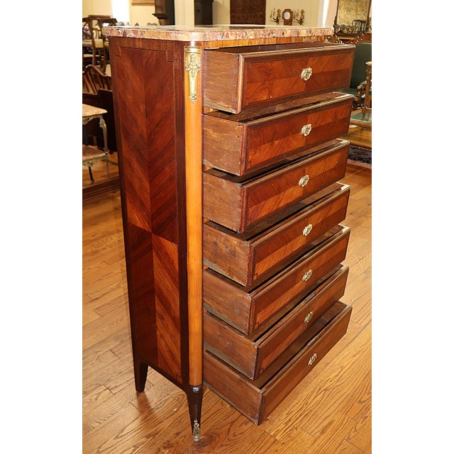 Wood Late 19th Century French Louis XV Style Kingwood Chest of Drawers Lingerie Chest For Sale - Image 7 of 10