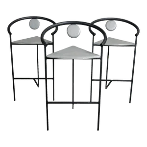 Post Modern Memphis Era Grey Cerused Bar Stools