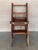 Brown Vintage French Country Carved Oak Metamorphic Folding Chair Step Ladder For Sale - Image 8 of 12
