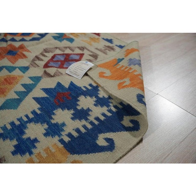 5x8 Multicolor Flat Weave Wool Diamond Constellations Geometric Carpet Rug For Sale - Image 4 of 6