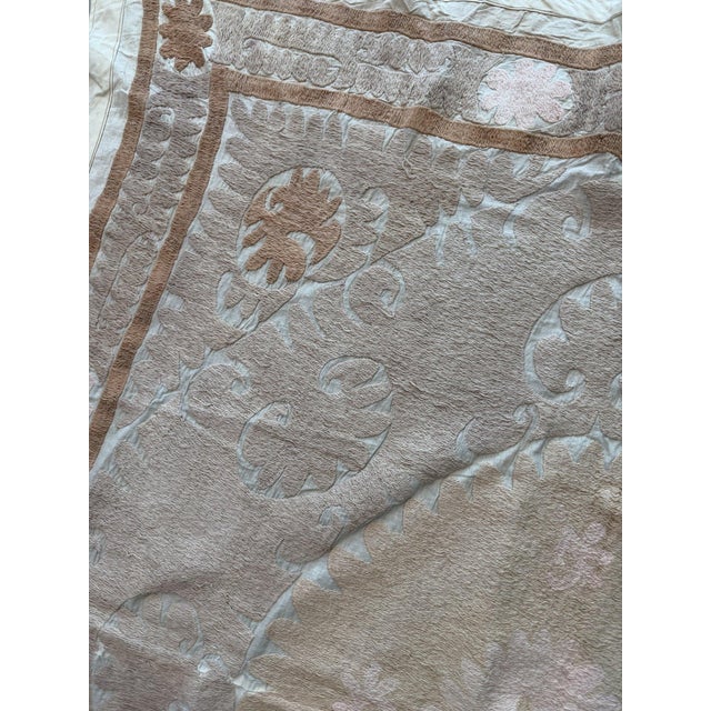 Handmade Uzbek Suzani Tablecloth 4'9'' X 5'3'' For Sale In New York - Image 6 of 8