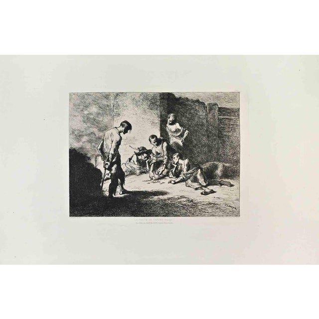 La Partie de Cartes (Espagne) is an artwork realized by Francisco Lameyer y Berenguer in the 1870s. Etching. Good...