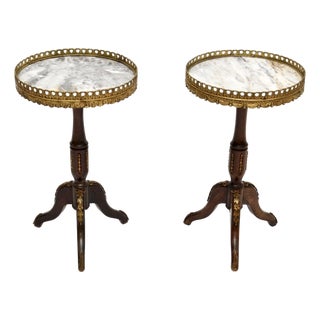 French Marble Top Wine Tables, 1930s, Set of 2 For Sale