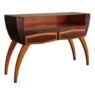 Sculptural Walnut Console Table For Sale