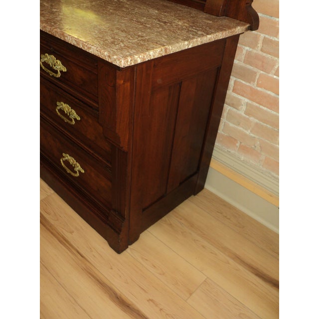 Antique Walnut Victorian Marble Top Dresser, For Sale - Image 4 of 7