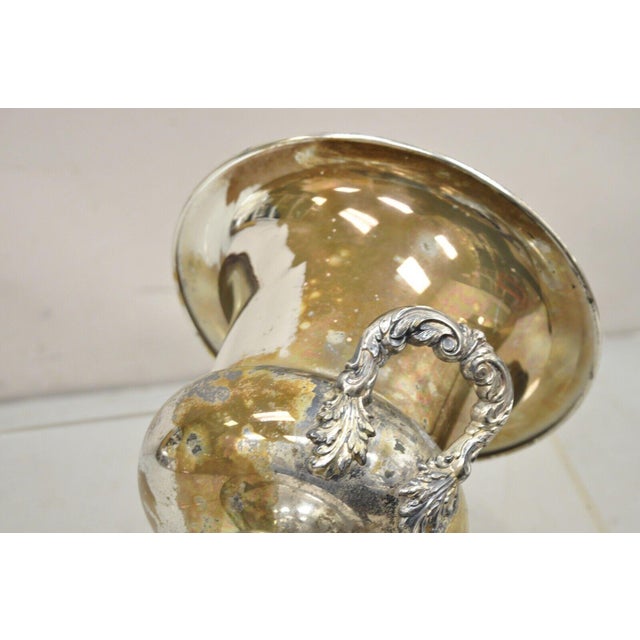 Mid-Century Modern Vintage Trophy Cup Worn Silver Plated Champagne Chiller Ice Bucket by Bristol For Sale - Image 3 of 12