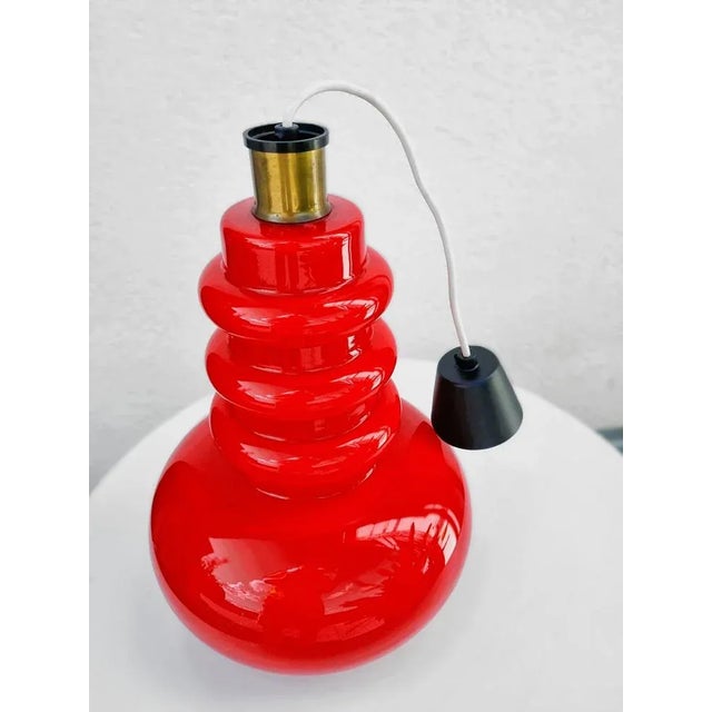 Vintage Red Glass Pendant Lamp from Peill & Putzler, 1970s For Sale - Image 4 of 9