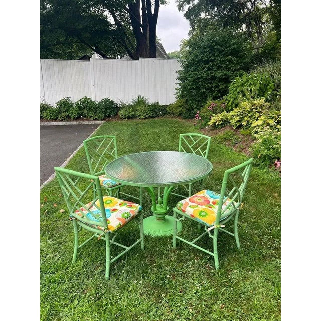 Mid-Century Modern Vintage Meadowcraft Green Patio Dining Set in Green For Sale - Image 3 of 16
