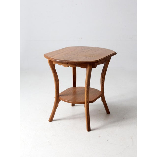 Wood Vintage Oak Side Table With Carved Wheat Sheaf Apron For Sale - Image 7 of 12