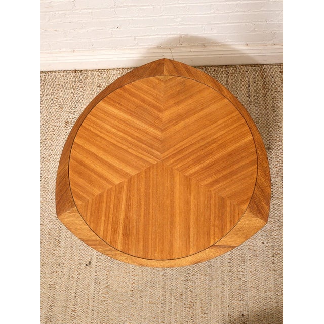 Brown Saltman Vintage Brown Saltman Mid-Century Modern Round Walnut Side Table With Geometric Top For Sale - Image 4 of 12